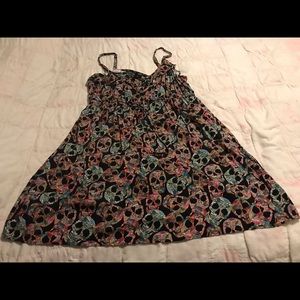 Torrid skull print challis ruffled sun dress